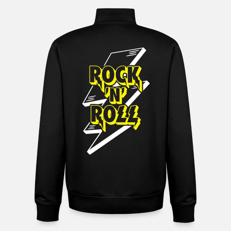 Rock 'N' Roll Lightning Bolt 3D-logo - Stanley/Stella unisex sweatshirt med lynlås i økologisk - sort