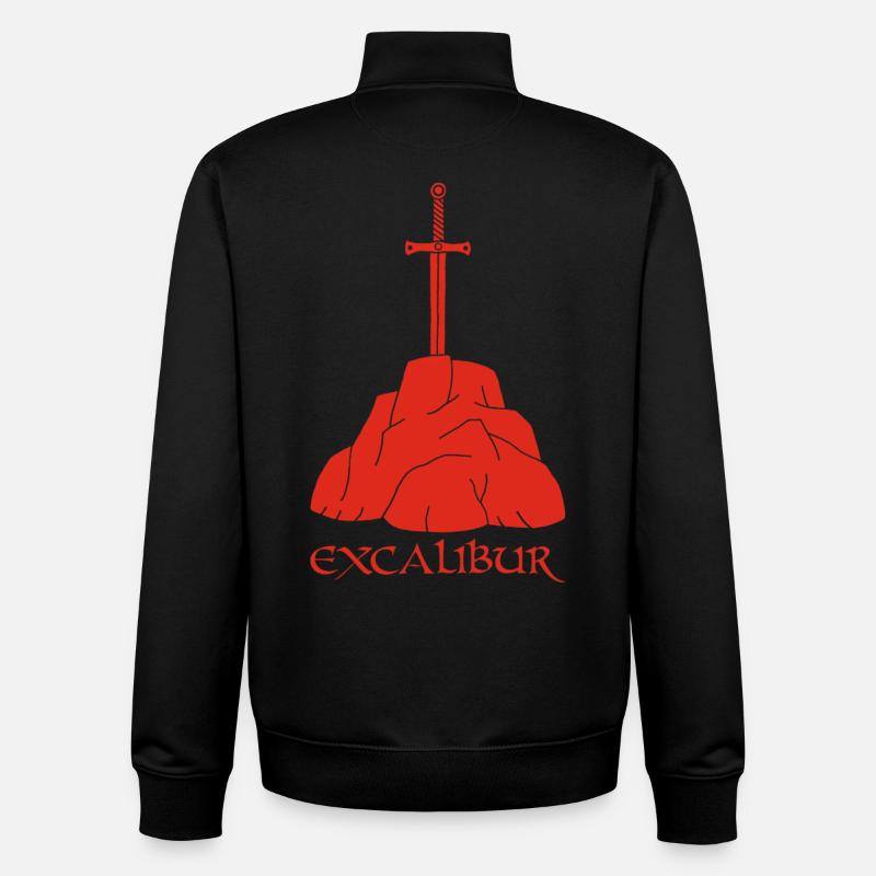 L'épée Excalibur (rouge) - Sweat zippé unisexe en coton bio Stanley/Stella - noir