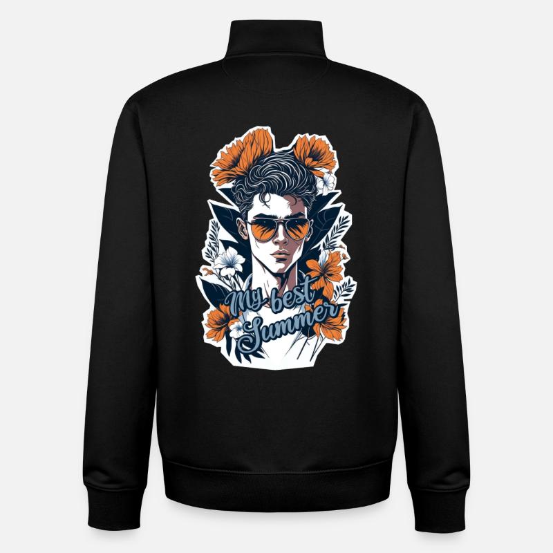 My best summer - Unisex Organic Zip Sweatshirt by Stanley/Stella - black