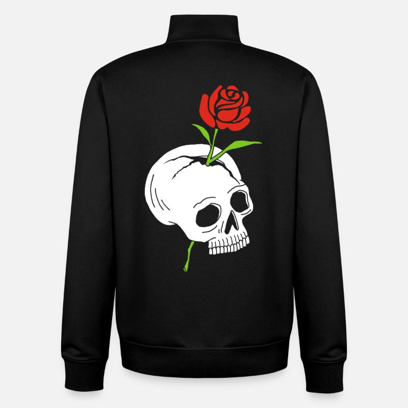 Le crâne et la rose - Sweat zippé unisexe en coton bio Stanley/Stella - noir