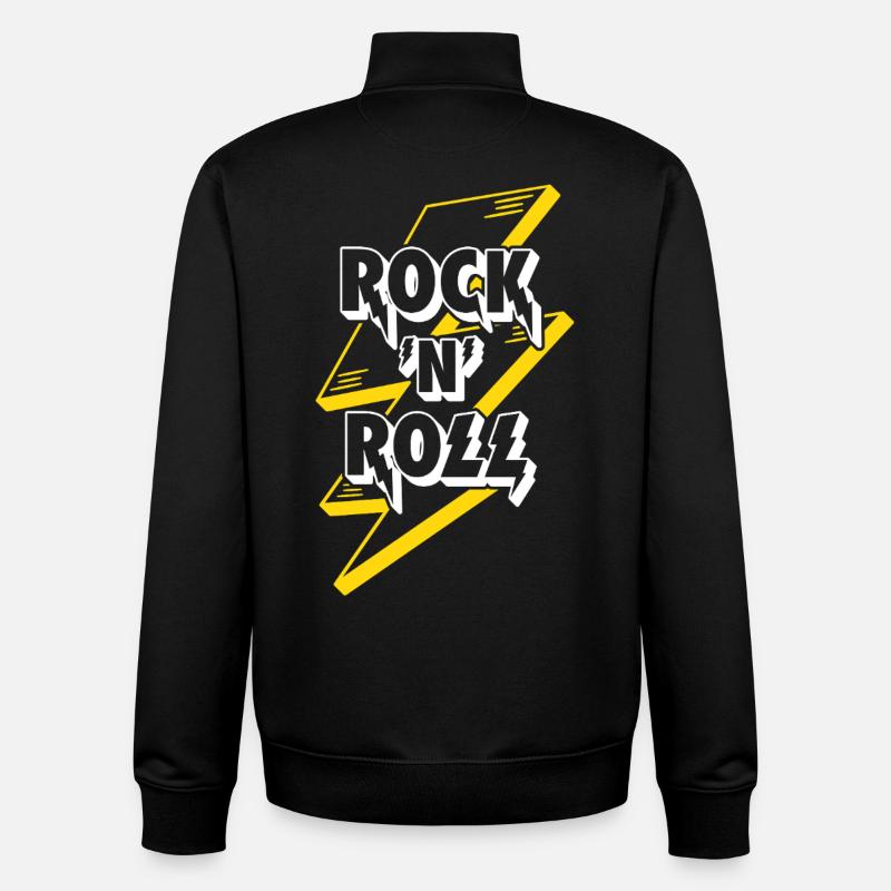 Rock'n'Roll Text Logo mit Blitz - Unisex Organic Zip Sweatshirt von Stanley/Stella - Schwarz