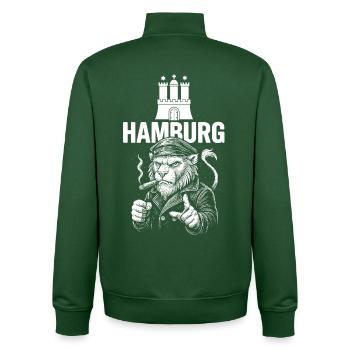 Hamburg Hafenboss - Unisex Organic Zip Sweatshirt by Stanley/Stella - bottle green - Back - AI Model Male 185 dark (185cm)