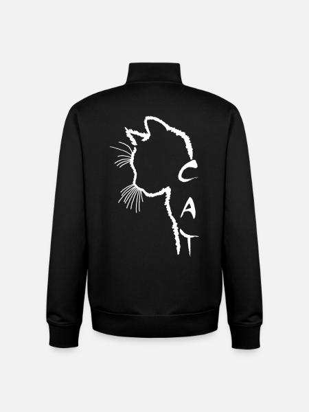 White Cat Silhouette - Unisex Organic Zip Sweatshirt by Stanley/Stella - black