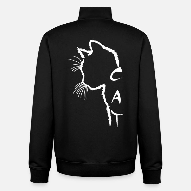 Silhouette de chat blanc - Sweat zippé unisexe en coton bio Stanley/Stella - noir