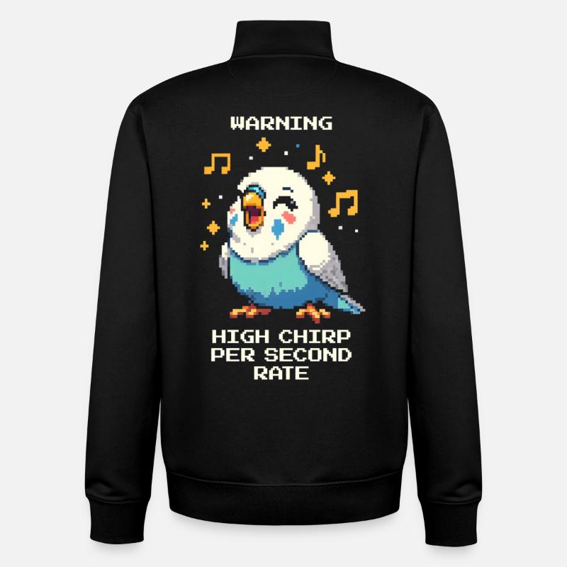 Warning: High chirping frequency | Budgie - Unisex Organic Zip Sweatshirt by Stanley/Stella - black