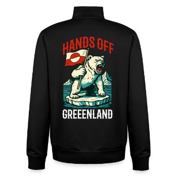 Hands Off Greenland Flag Arctic Polar Bear - Unisex Organic Zip Sweatshirt von Stanley/Stella - Schwarz - Hinten - AI Model Male 185 light (185cm)