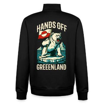 Hands Off Greenland Flag Arctic Polar Bear - Unisex Organic Zip Sweatshirt von Stanley/Stella - Schwarz - Hinten - AI Model Male 185 light (185cm)