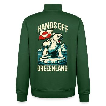 Hands Off Greenland Flag Arctic Polar Bear - Unisex Organic Zip Sweatshirt von Stanley/Stella - Flaschengrün - Hinten - AI Model Male 185 dark (185cm)