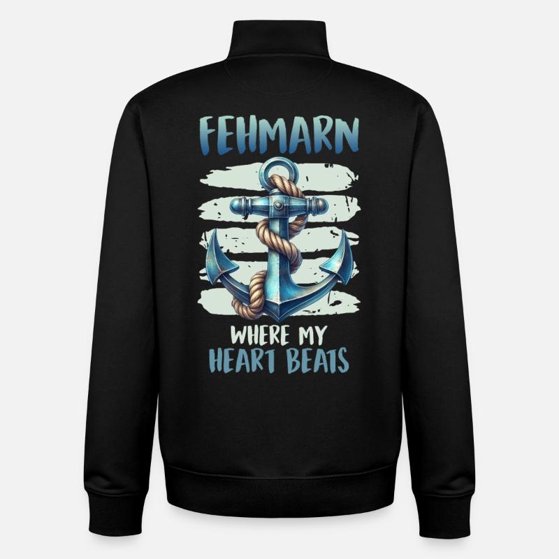 FEHMARN WHERE MY HEART BEATS Funny - Unisex Organic Zip Sweatshirt by Stanley/Stella - black