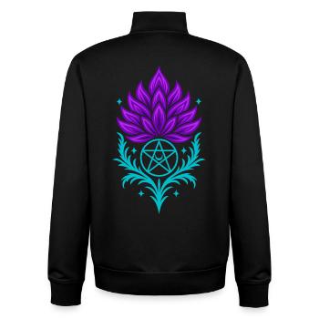 Chardon avec pentagramme - Symbole spirituel - Sweat zippé unisexe en coton bio Stanley/Stella - noir - Dos - AI Model Male 185 light (185cm)
