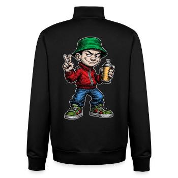 Artiste graffiti jeunesse des années 80 - Sweat zippé unisexe en coton bio Stanley/Stella - noir - Dos - AI Model Male 185 light (185cm)