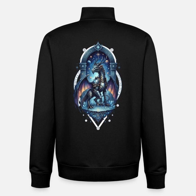 Star Arch Dragon in Moonlight - Unisex Organic Zip Sweatshirt by Stanley/Stella - black