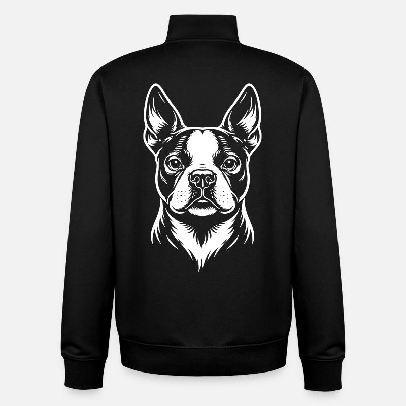 Tête de Boston Terrier - Sweat zippé unisexe en coton bio Stanley/Stella - noir