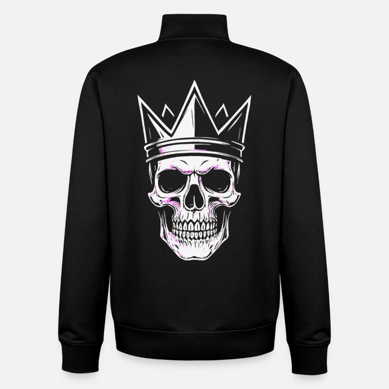 Skull King Skull Crown Motif - Unisex Organic Zip Sweatshirt by Stanley/Stella - black