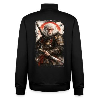 Art japonais - Singe des neiges japonais - Samouraï - Sweat zippé unisexe en coton bio Stanley/Stella - noir - Dos - AI Model Male 185 light (185cm)