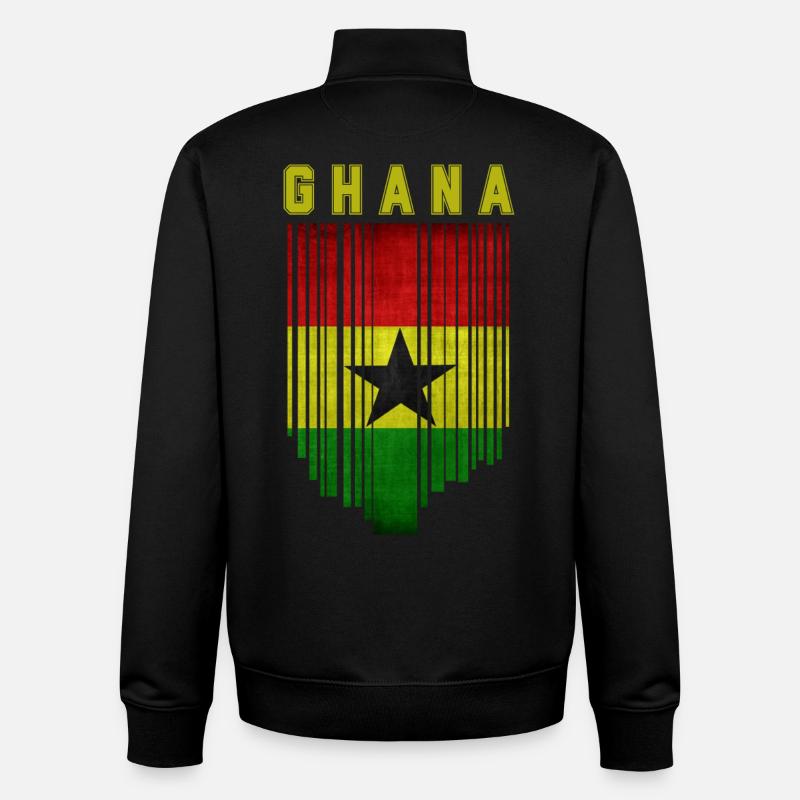 Drapeau du Ghana, fierté ghanéenne - Sweat zippé unisexe en coton bio Stanley/Stella - noir