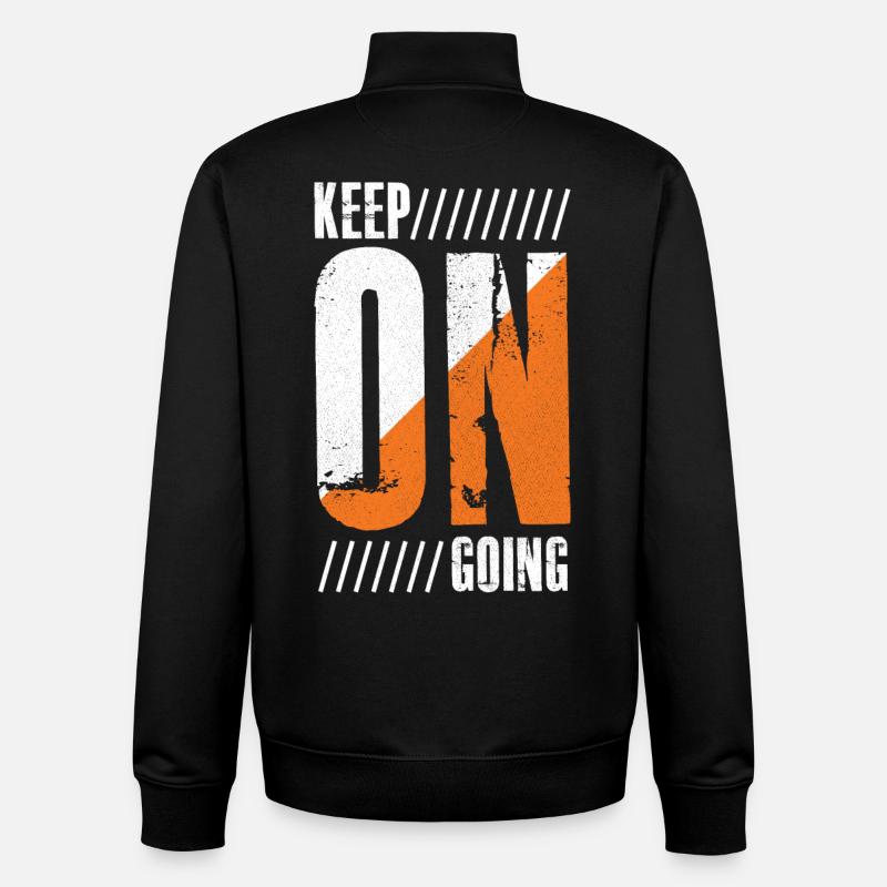 keep on going funny shirt - Unisex Organic Zip Sweatshirt by Stanley/Stella - black