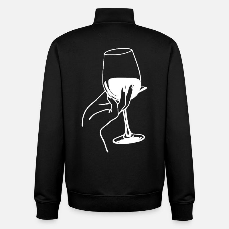 Amateur de vin blanc - Sweat zippé unisexe en coton bio Stanley/Stella - noir