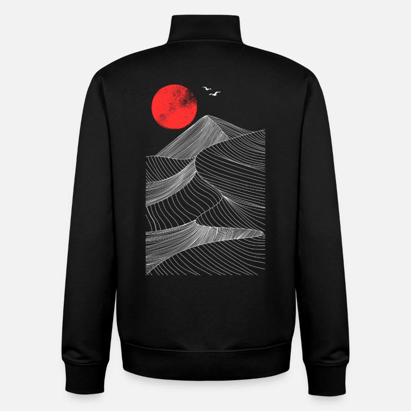 Rote Sonne über Bergen Abstrakt - Unisex Organic Zip Sweatshirt von Stanley/Stella - Schwarz