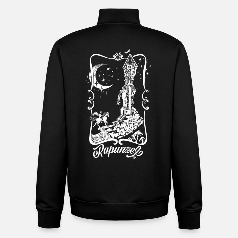 Rapunzel Tower Silhouette Princess - Unisex Organic Zip Sweatshirt by Stanley/Stella - black