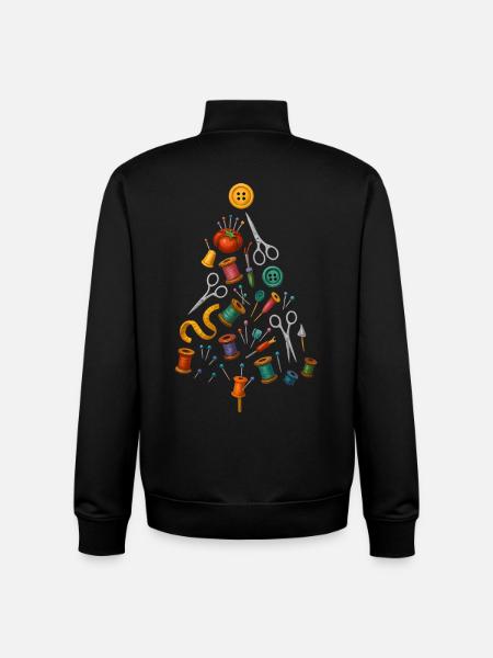 Sewing Christmas Tree Design - Unisex Organic Zip Sweatshirt by Stanley/Stella - black