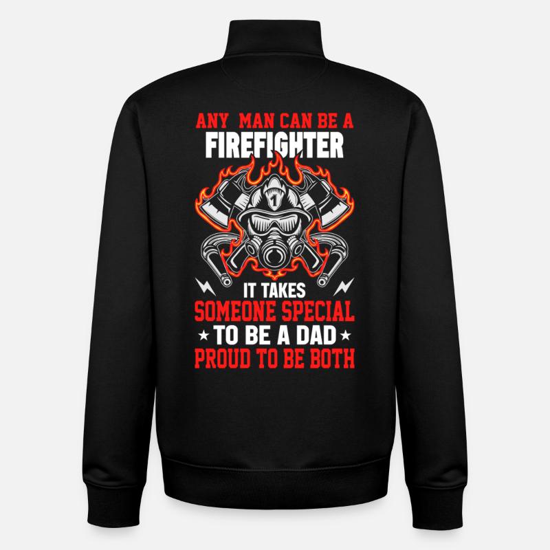 Papa pompier - Sweat zippé unisexe en coton bio Stanley/Stella - noir