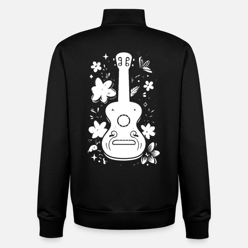Graphismes Ukulélé - Sweat zippé unisexe en coton bio Stanley/Stella - noir