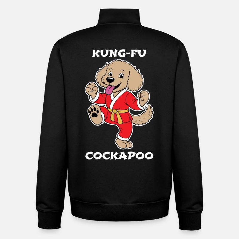 Cockapoo Kung-Fu - Sweat zippé unisexe en coton bio Stanley/Stella - noir