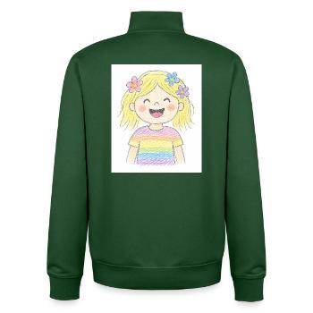 Cheerful girl laughs out loud - Unisex Organic Zip Sweatshirt by Stanley/Stella - bottle green - Back - AI Model Male 185 dark (185cm)