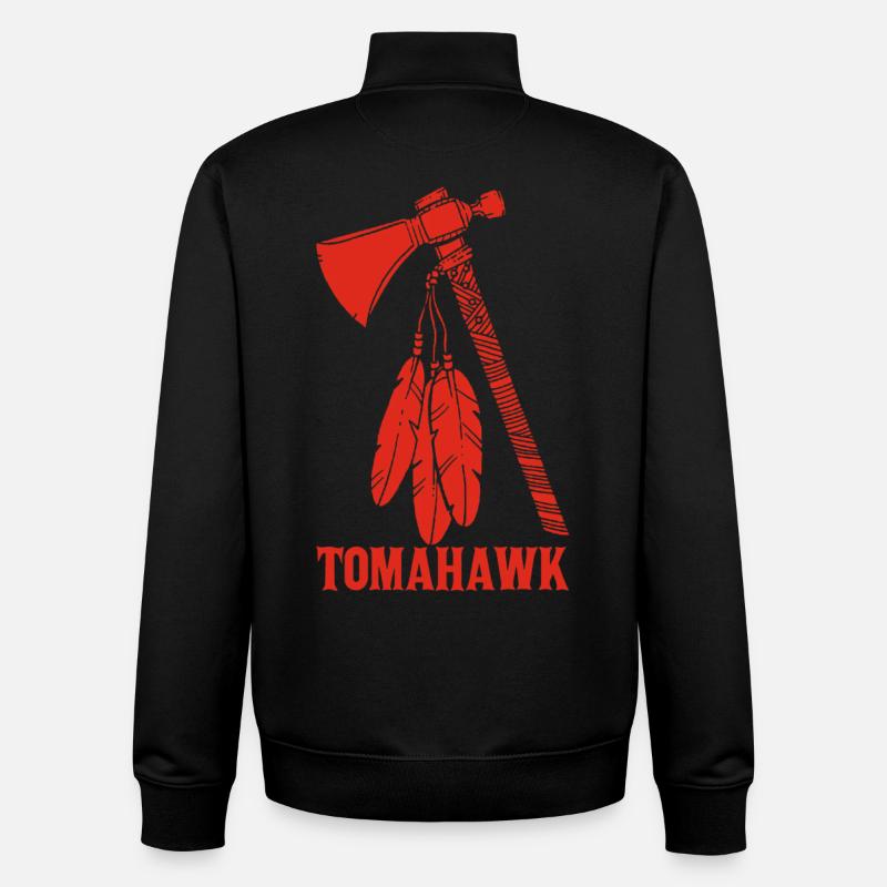 Tomahawk rouge - Sweat zippé unisexe en coton bio Stanley/Stella - noir