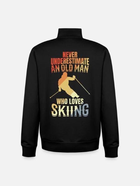 Never underestimate an old skier - Unisex Organic Zip Sweatshirt by Stanley/Stella - black
