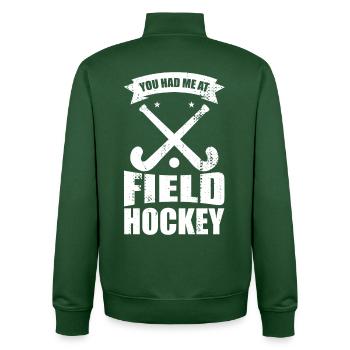 Blague sur le joueur de hockey - Sweat zippé unisexe en coton bio Stanley/Stella - vert bouteille - Dos - AI Model Male 185 dark (185cm)