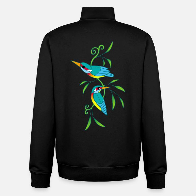 Oiseaux et nature - Sweat zippé unisexe en coton bio Stanley/Stella - noir