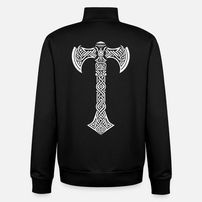 Mjöllnir symbole viking - Sweat zippé unisexe en coton bio Stanley/Stella - noir