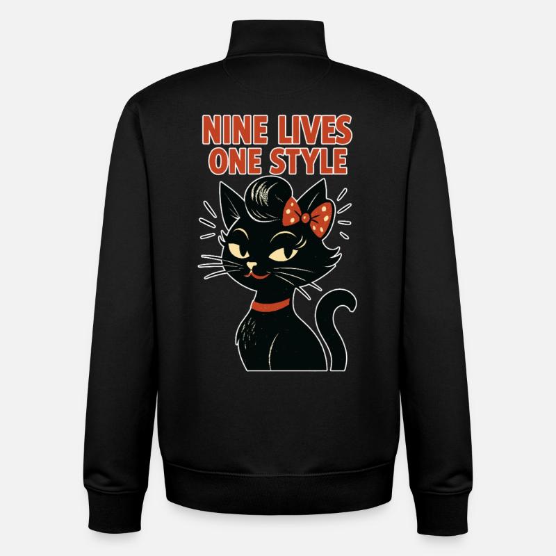 Rockabilly Cat: 50s Retro - Unisex Organic Zip Sweatshirt by Stanley/Stella - black