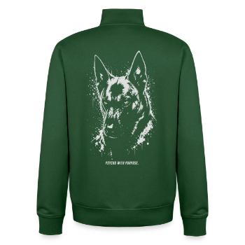 Malinois - Psycho with Purpose - Unisex Organic Zip Sweatshirt by Stanley/Stella - bottle green - Back - AI Model Male 185 dark (185cm)