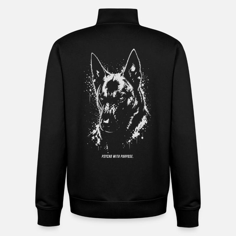 Malinois - Psycho with Purpose - Unisex Organic Zip Sweatshirt by Stanley/Stella - black