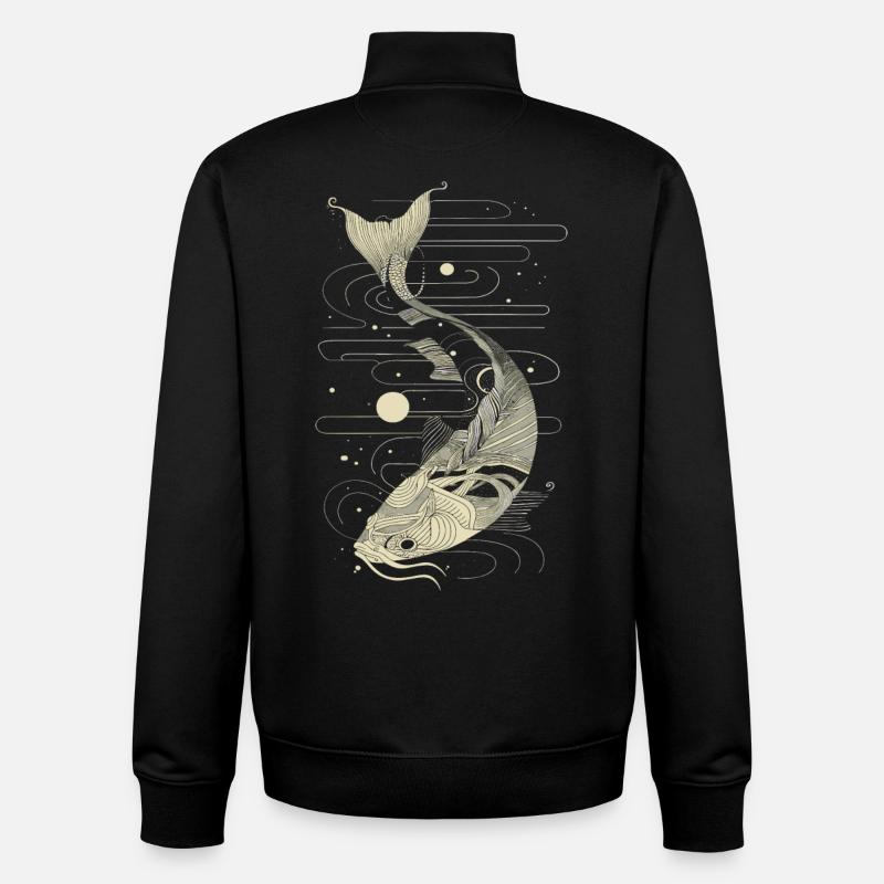 Fish Graphic - Unisex Organic Zip Sweatshirt by Stanley/Stella - black