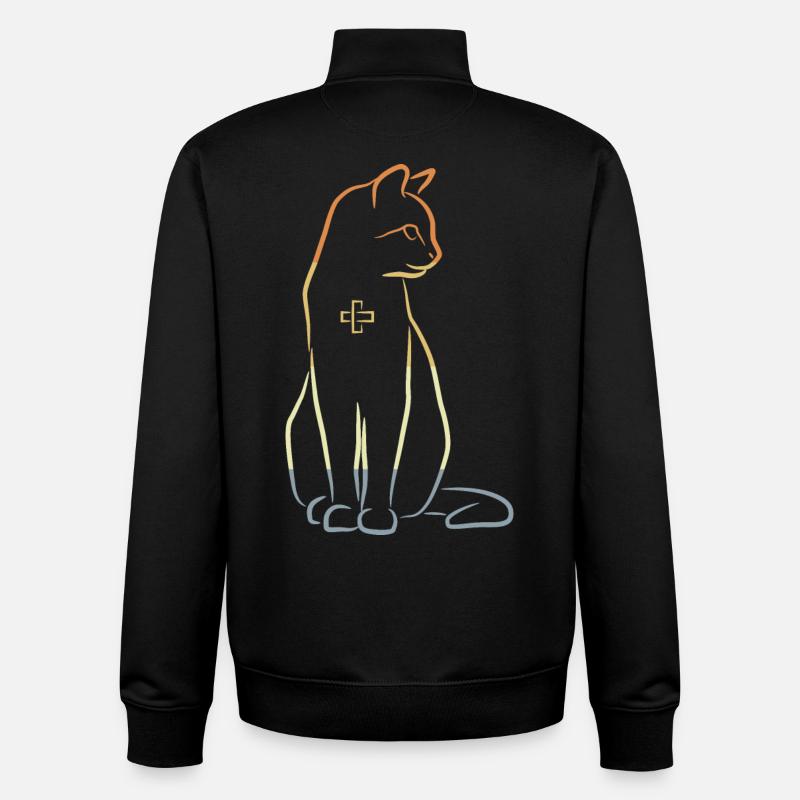 Chat vétérinaire - Sweat zippé unisexe en coton bio Stanley/Stella - noir