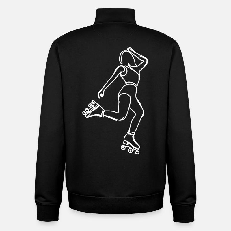 Dessin de patineur à roulettes - Sweat zippé unisexe en coton bio Stanley/Stella - noir