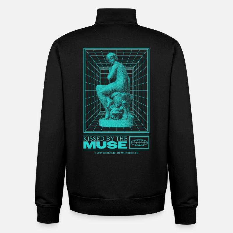 Neon statue in cyberspace - Unisex Organic Zip Sweatshirt by Stanley/Stella - black