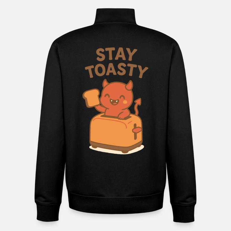 Petit-déjeuner Toasty Devil - Sweat zippé unisexe en coton bio Stanley/Stella - noir