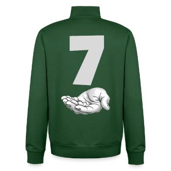 Funny Seven Meme Hand Gen Alpha Trend Joke - Unisex Organic Zip Sweatshirt by Stanley/Stella - bottle green - Back - AI Model Male 185 dark (185cm)