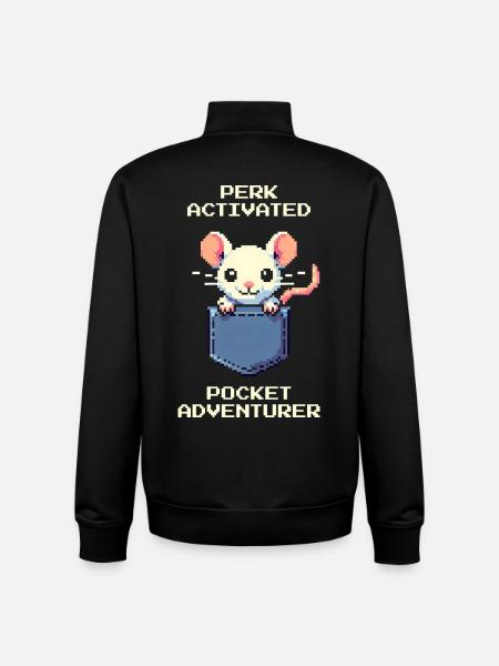 Perk Activated: Pocket Adventurer | Rat - Unisex Organic Zip Sweatshirt by Stanley/Stella - black
