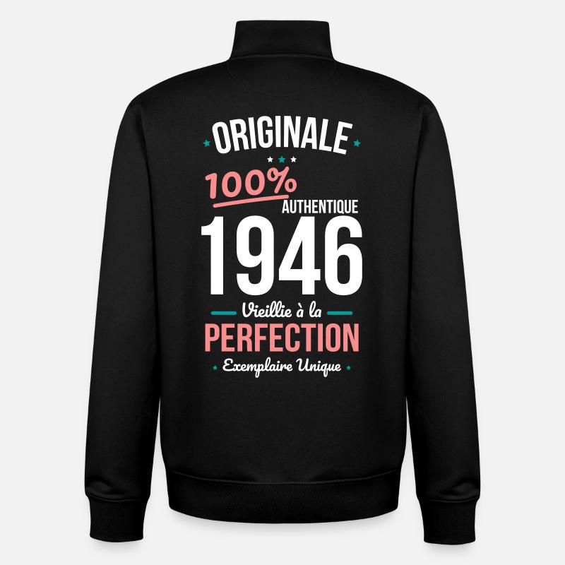 1946 – Originale – Exemplaire unique - Sweat zippé unisexe en coton bio Stanley/Stella - noir