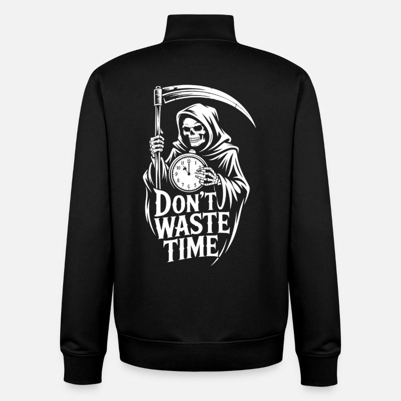 Grim Reaper Don't waste time - Unisex Organic Zip Sweatshirt by Stanley/Stella - black