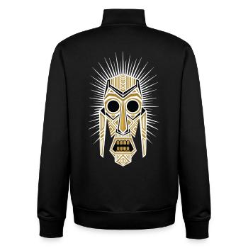 Masque Tribal Géométrique Or Blanc Totem Solaire - Sweat zippé unisexe en coton bio Stanley/Stella - noir - Dos - AI Model Male 185 light (185cm)