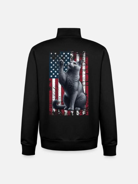 Russian Blue US Russian Blue Cat - Unisex Organic Zip Sweatshirt by Stanley/Stella - black