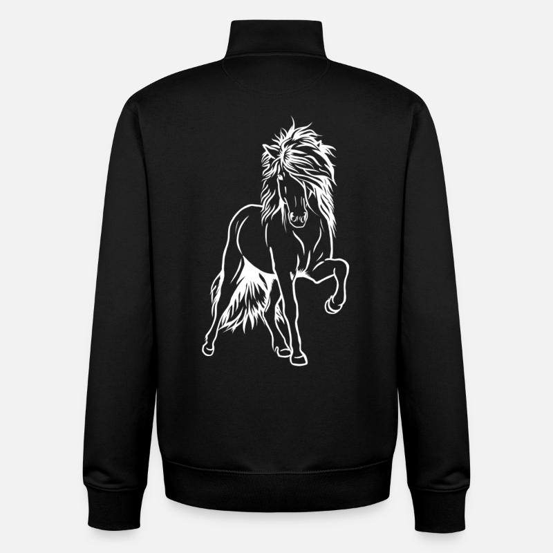 Iceland stallion white - Unisex Organic Zip Sweatshirt by Stanley/Stella - black