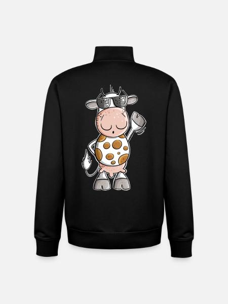 Cool cow with sunglasses - Unisex Organic Zip Sweatshirt by Stanley/Stella - black